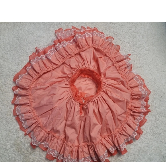 Vintage Girls Ruffle Party Dress Size 5 Orange Full Circle Lace Three Tiers - Picture 5 of 5